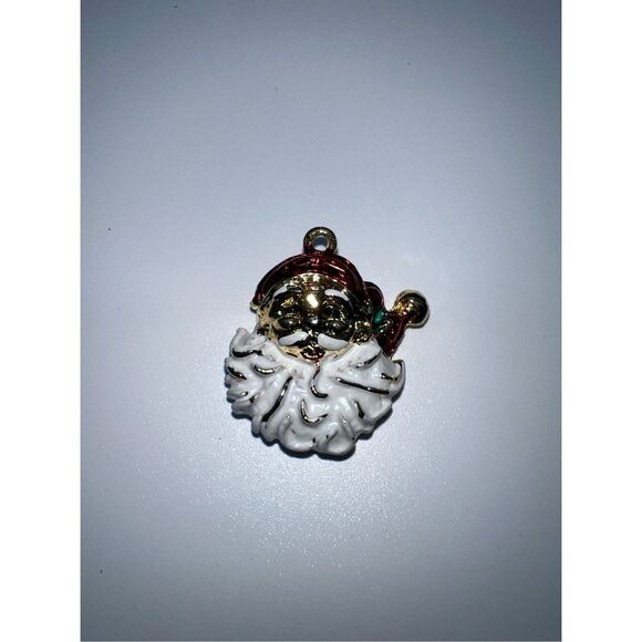 Vintage Gold Tone Enameled Santa Charm - Picture 1 of 6